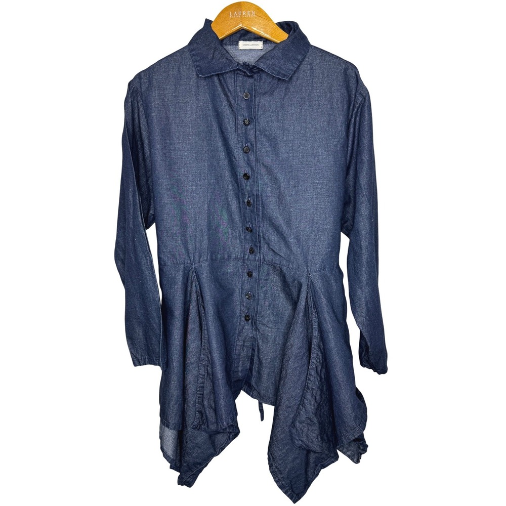 Krista Larson Chambray Pinwheel Tunic Top Blue One Size